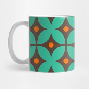 Geometric Pattern: Stylised Flower: Blue/Brown Mug